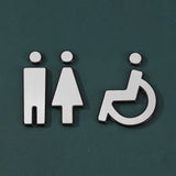 Luxury Matt Surface Metal Silver with black edge Washroom Sign, Bathroom Sign, Restroom Sign, Toilet Sign, Disabled Sign, Handicapped Sign