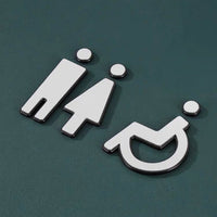 Luxury Matt Surface Metal Silver with black edge Washroom Sign, Bathroom Sign, Restroom Sign, Toilet Sign, Disabled Sign, Handicapped Sign