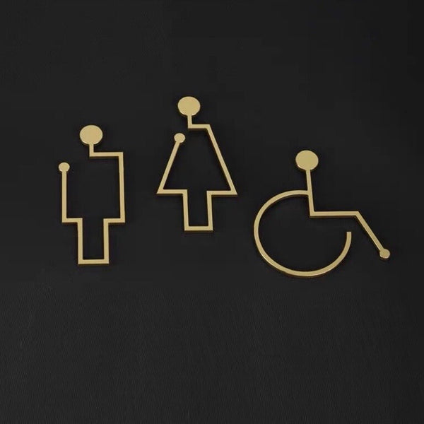 Luxury Matt Surface Metal Washroom Sign, Bathroom Sign, Restroom Sign, Toilet Sign, Disabled Sign, Handicapped Sign