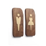 Custom Walnut Wood with Brass Washroom Sign, Bathroom Sign, Restroom Sign, Toilet Sign