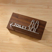 Custom Walnut Wood with Aluminium Washroom Sign, Bathroom Sign, Restroom Sign, Toilet Sign