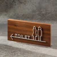 Custom Walnut Wood with Aluminium Washroom Sign, Bathroom Sign, Restroom Sign, Toilet Sign