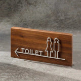 Custom Walnut Wood with Aluminium Washroom Sign, Bathroom Sign, Restroom Sign, Toilet Sign