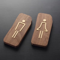 Custom Walnut Wood with Brass Washroom Sign, Bathroom Sign, Restroom Sign, Toilet Sign