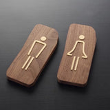 Custom Walnut Wood with Brass Washroom Sign, Bathroom Sign, Restroom Sign, Toilet Sign