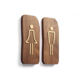 Custom Walnut Wood with Brass Washroom Sign, Bathroom Sign, Restroom Sign, Toilet Sign