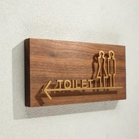 Custom Walnut Wood with Aluminium Washroom Sign, Bathroom Sign, Restroom Sign, Toilet Sign